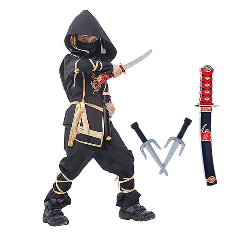 Kids Outdoor Ninja Warrior Course - زي النينجا الأسود للأولاد للهالوين زي