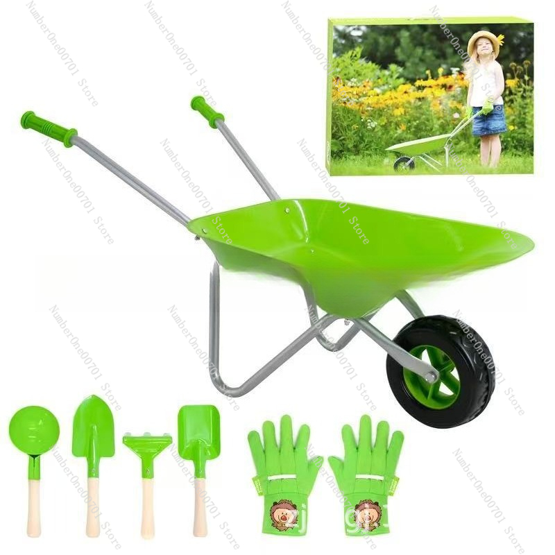 Kids Outdoor Play - عربة يدوية خضراء للأطفال للعب في