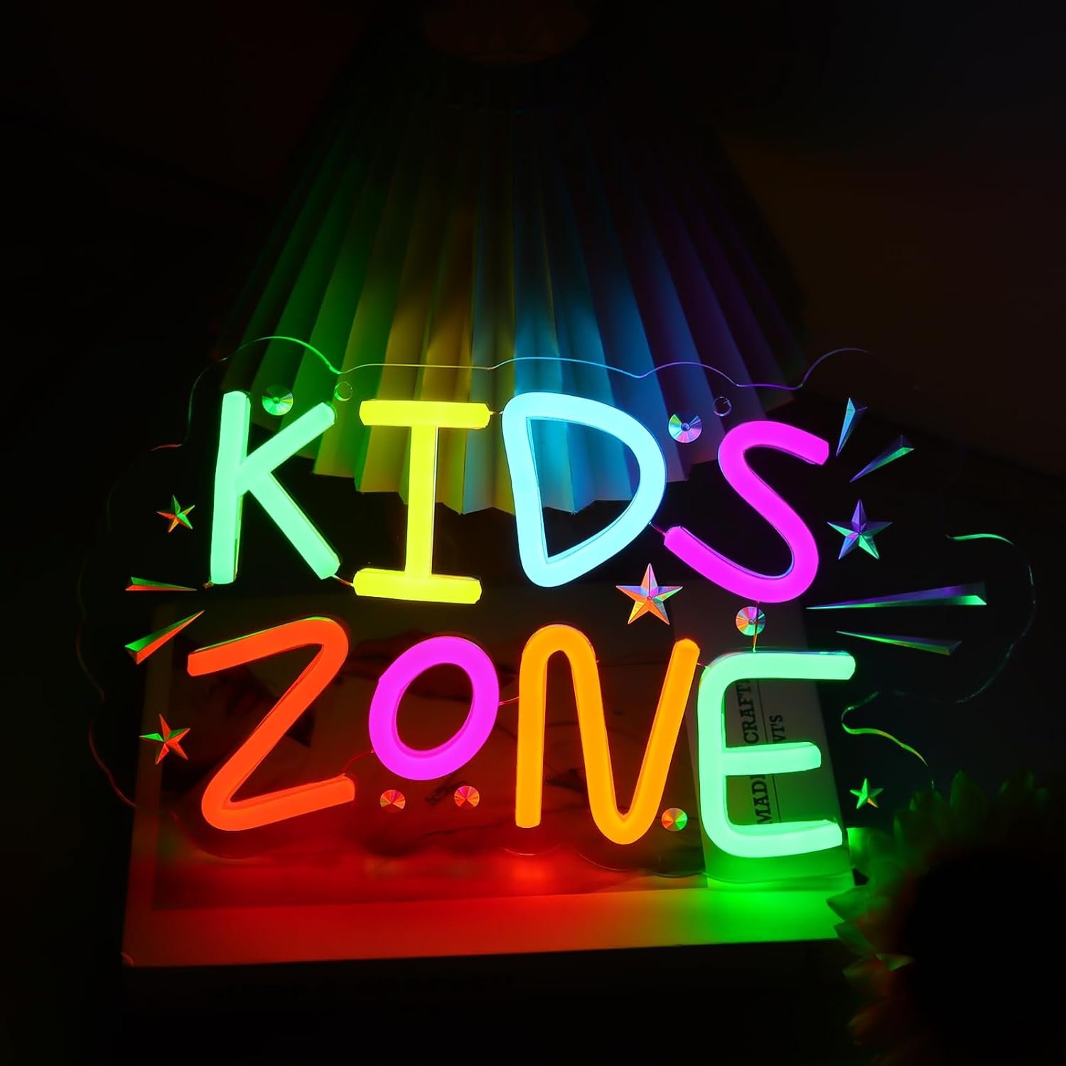 Kids Outdoor Zone - لافتة نيون لمنطقة الأطفال، إضاءة جدارية