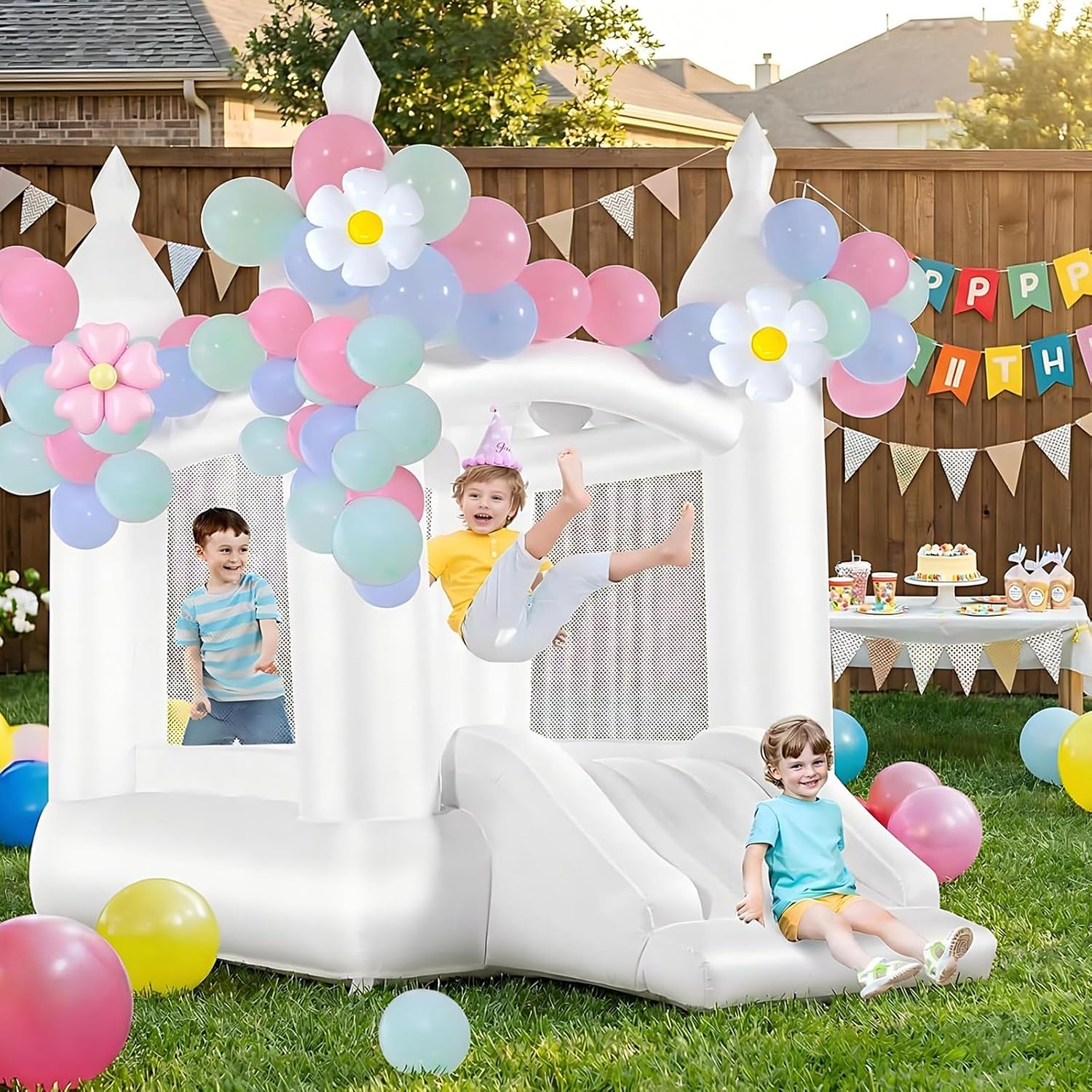 قلعة نطاطية بيضاء للأطفال من س - مراجعة Kids Outdoor Slide وسعره