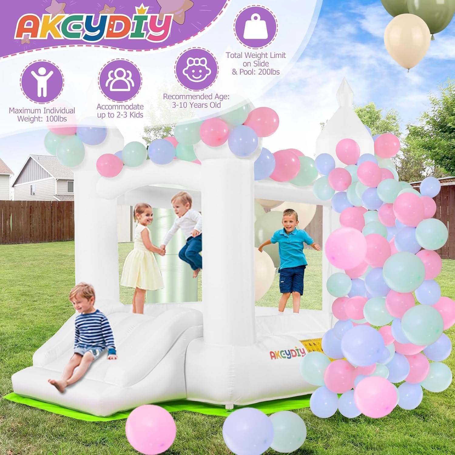 قلعة نطاطية بيضاء للأطفال من س - مراجعة Kids Outdoor Slide وسعره