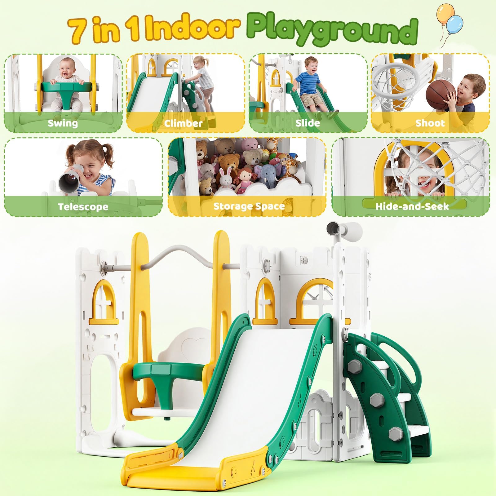 مجموعة ألعاب 7 في 1 للأطفال ال - مراجعة Kids Outdoor Slide وسعره