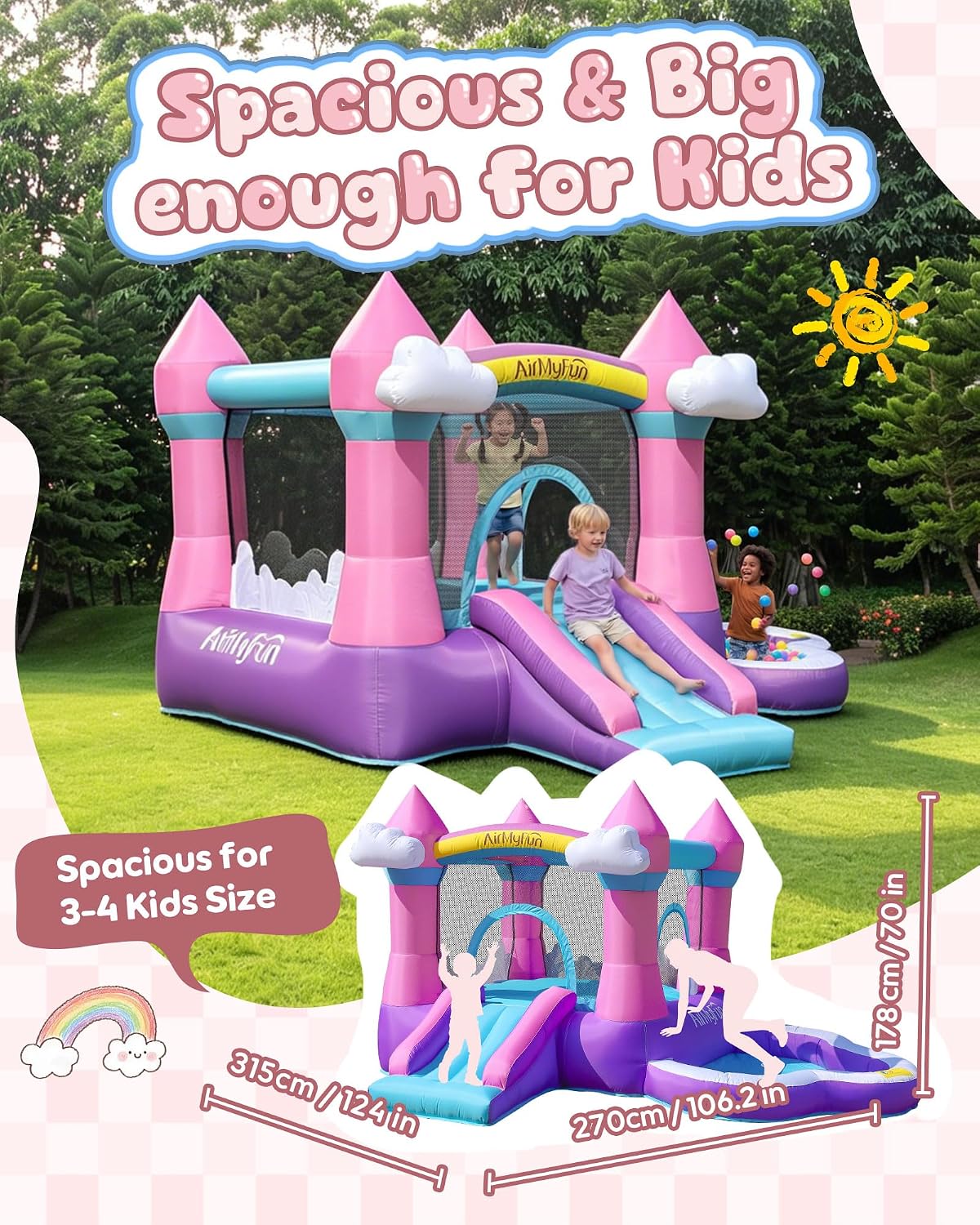 بيت قفز قابل للنفخ باللون الور - مراجعة Kids Outdoor Water وسعره