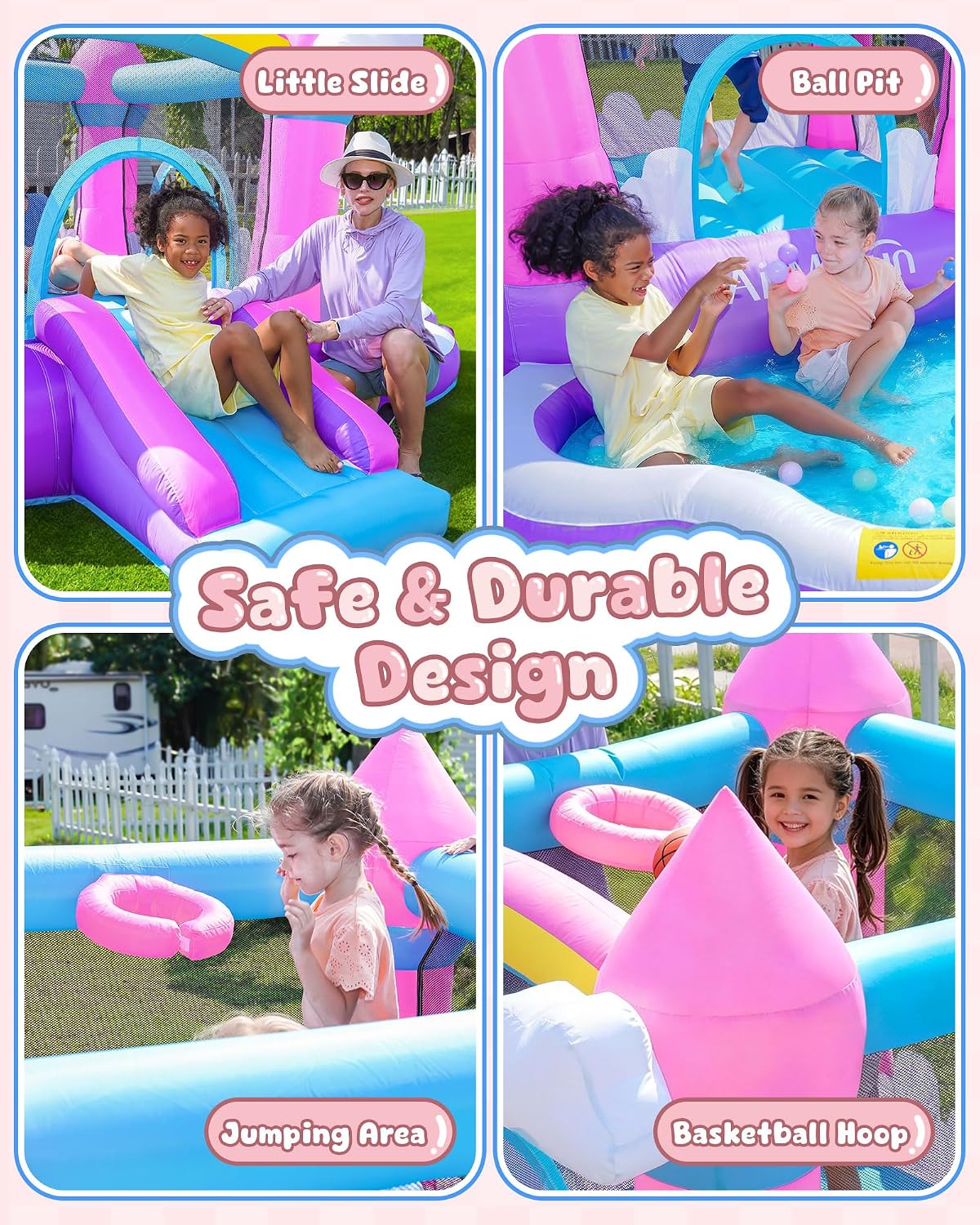 بيت قفز قابل للنفخ باللون الور - مراجعة Kids Outdoor Water وسعره