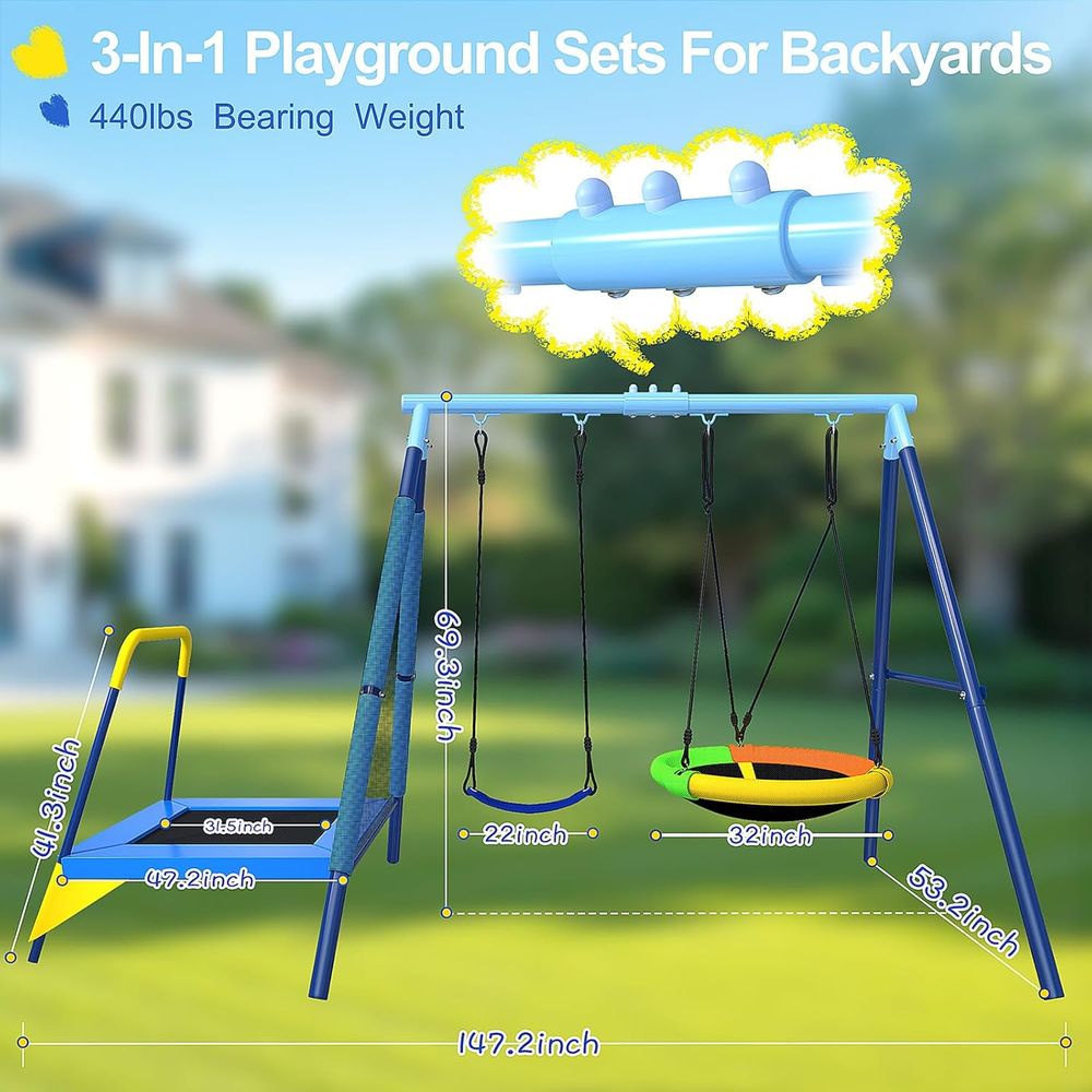 أرجوحة أطفال 3 في 1 مع قماش تي - مراجعة Kids Outdoor Zone وسعره