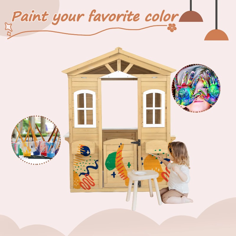 بيت لعب خشبي كلاسيكي حديث للأط - مراجعة Kids Outdoor Furniture وسعره