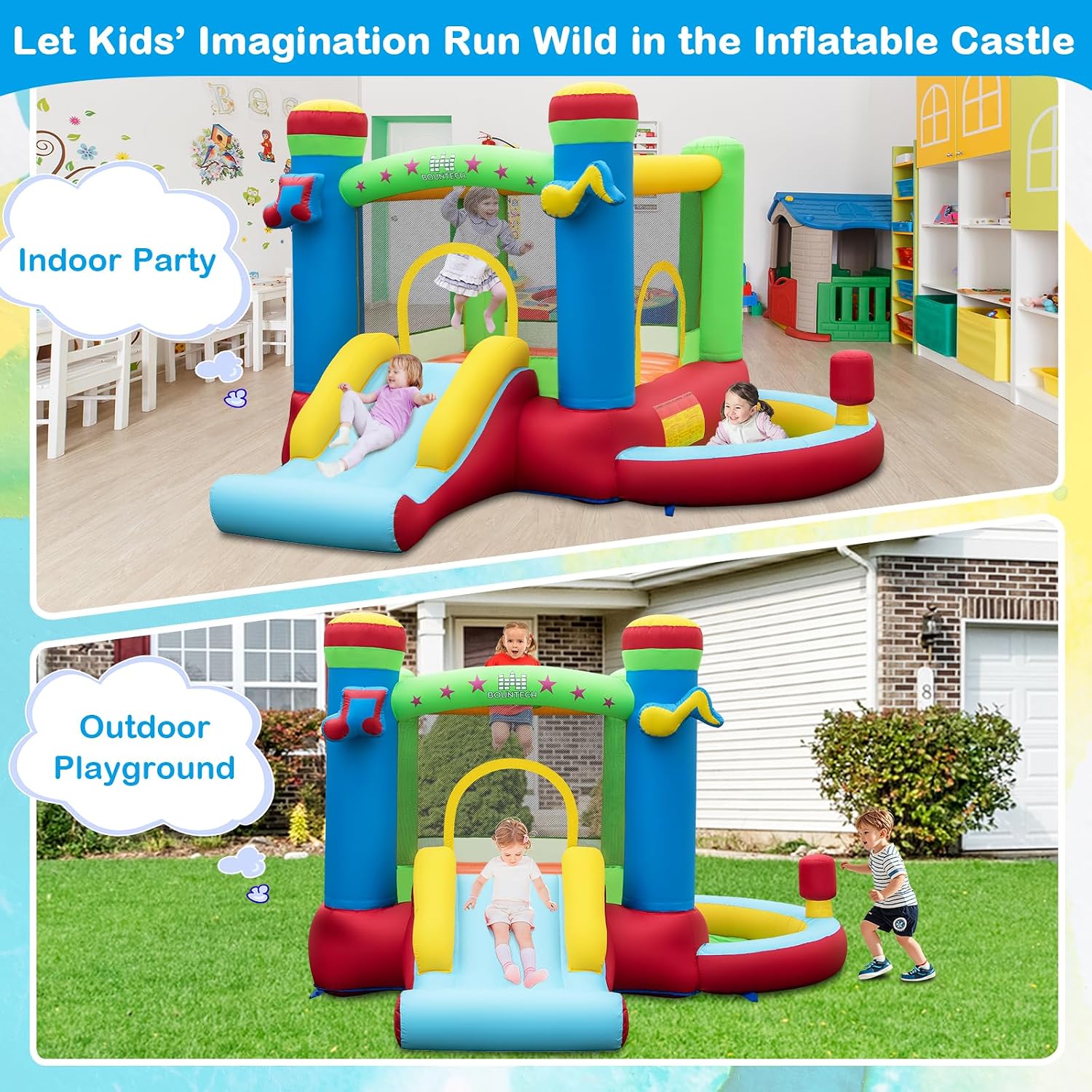 بيت قفز قابل للنفخ مع حوض كرات - مراجعة Kids Outdoor Ball وسعره