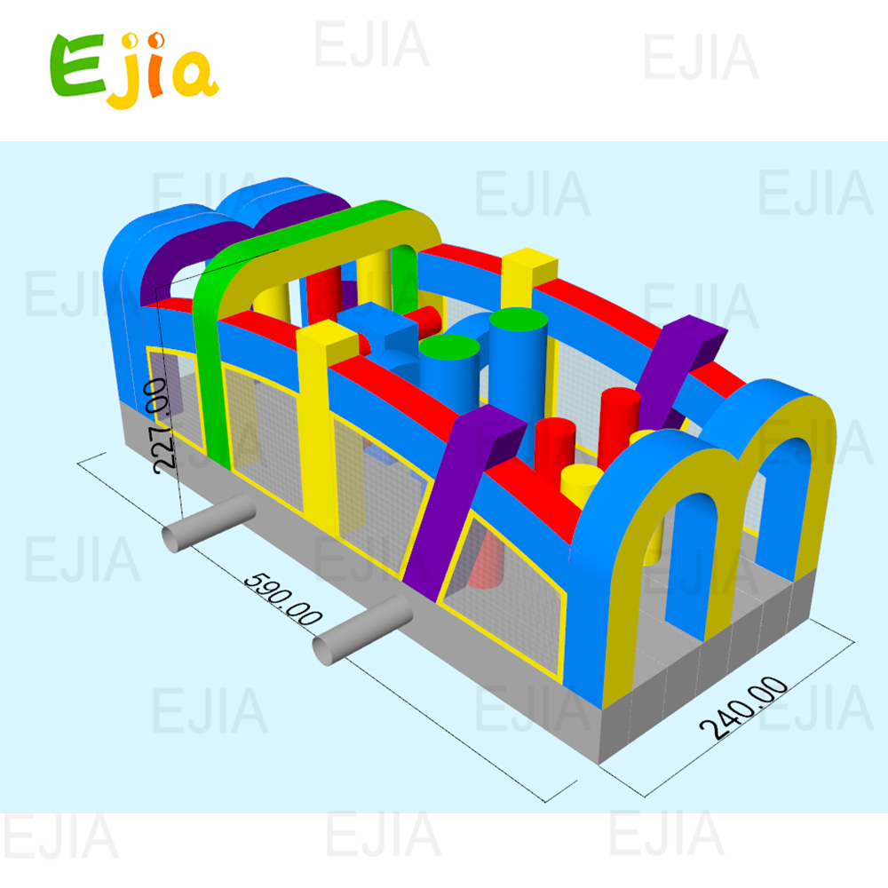 التجارية 19.5ft نفخ عقبة دورة  - مراجعة Kids Outdoor Obstacle Course Equipment وسعره