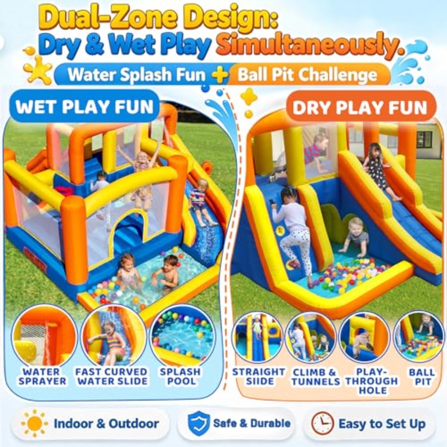 منزلق مائي خارجي مع منطقة لعب  - مراجعة Kids Outdoor Zone وسعره